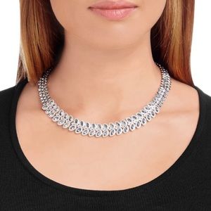 Swarovski Baron Necklace, Blue, Rhodium plated